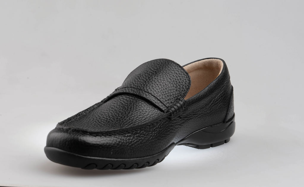 Men's No-Lace Loafers M602 <BLACK>